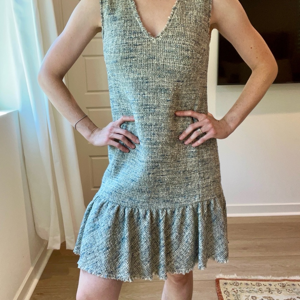 Rebecca Taylor Blue-Green Tweed Mini Dress